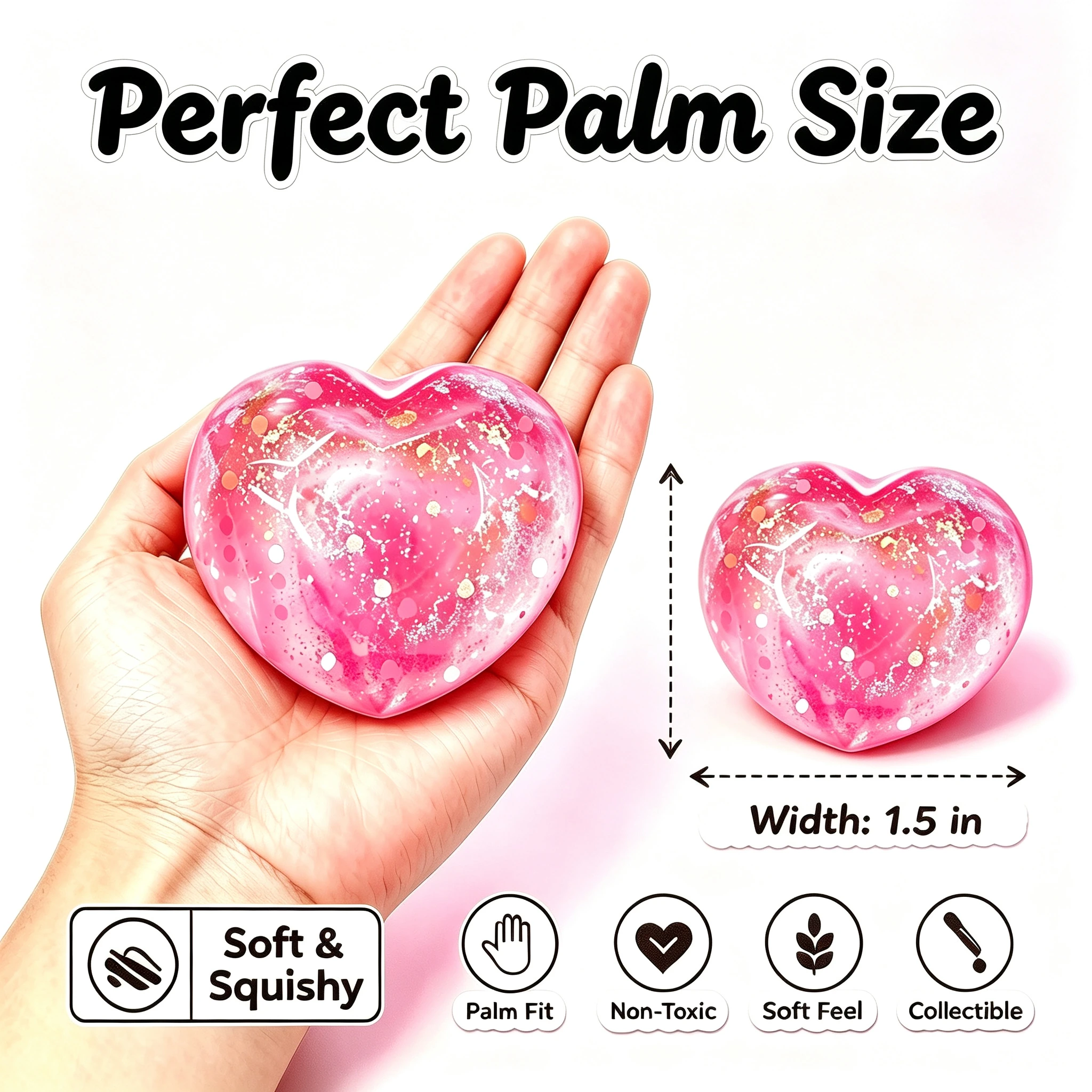 Glitter Heart Squish size