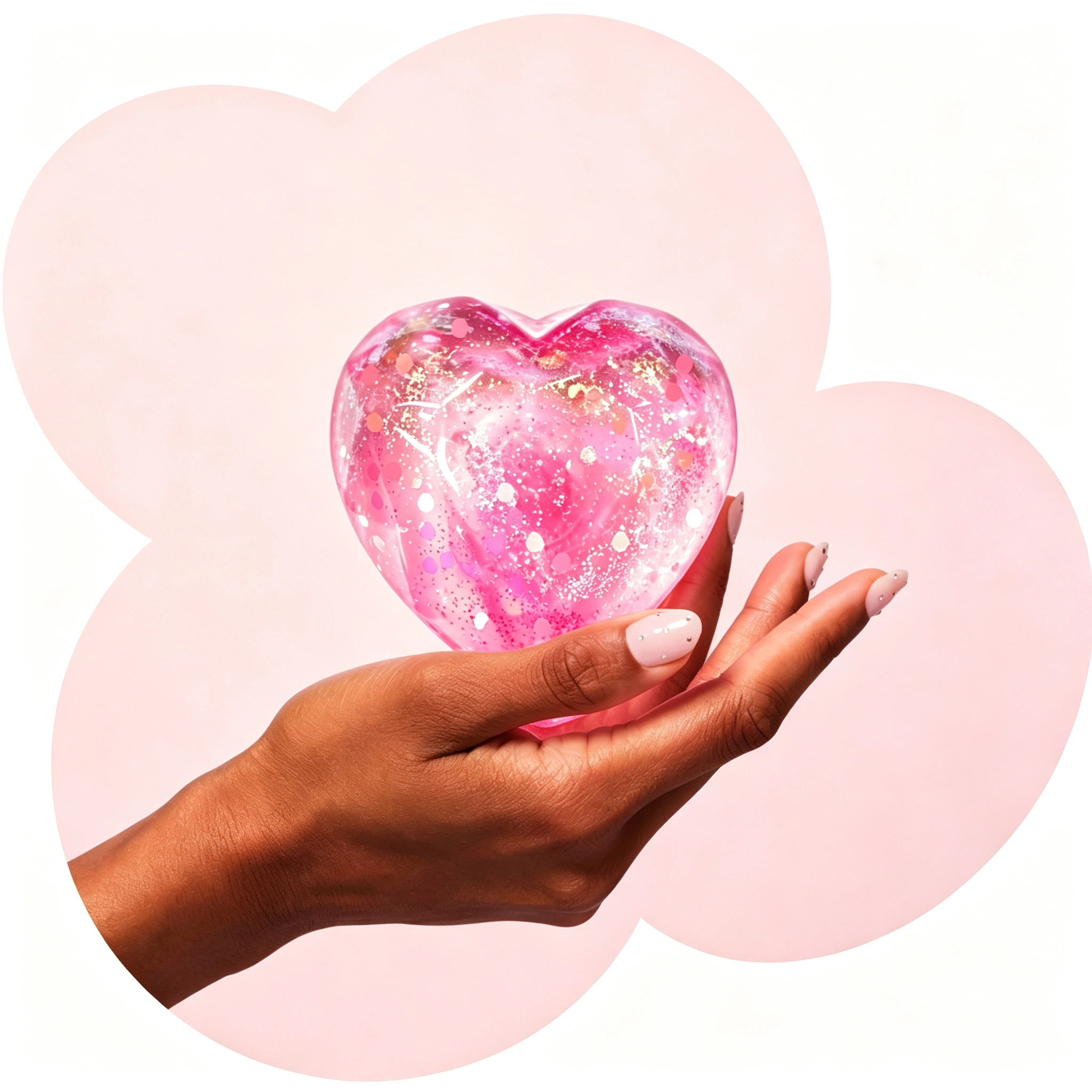 Glitter Heart Squish held in hand