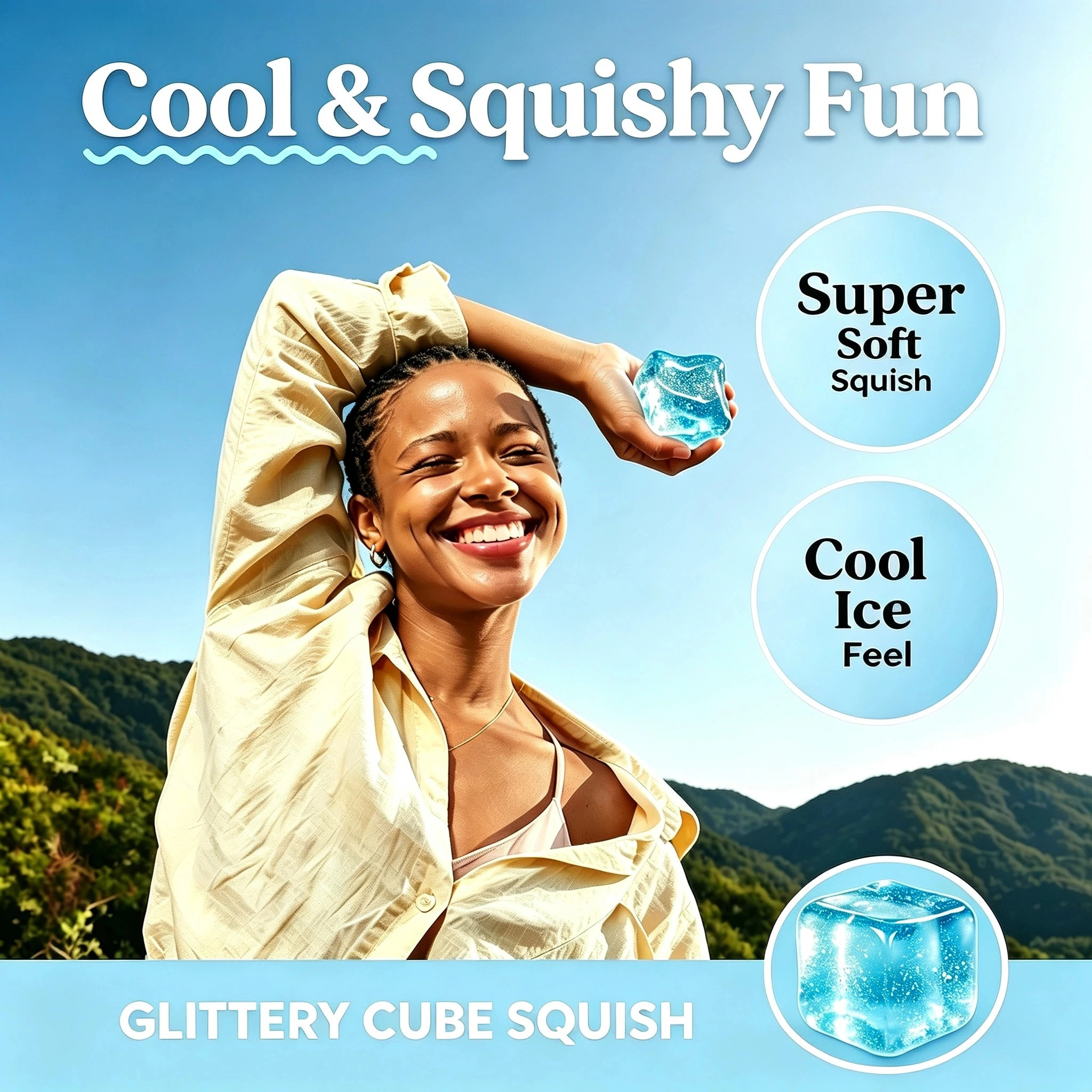 Blue glitter cube lifestyle