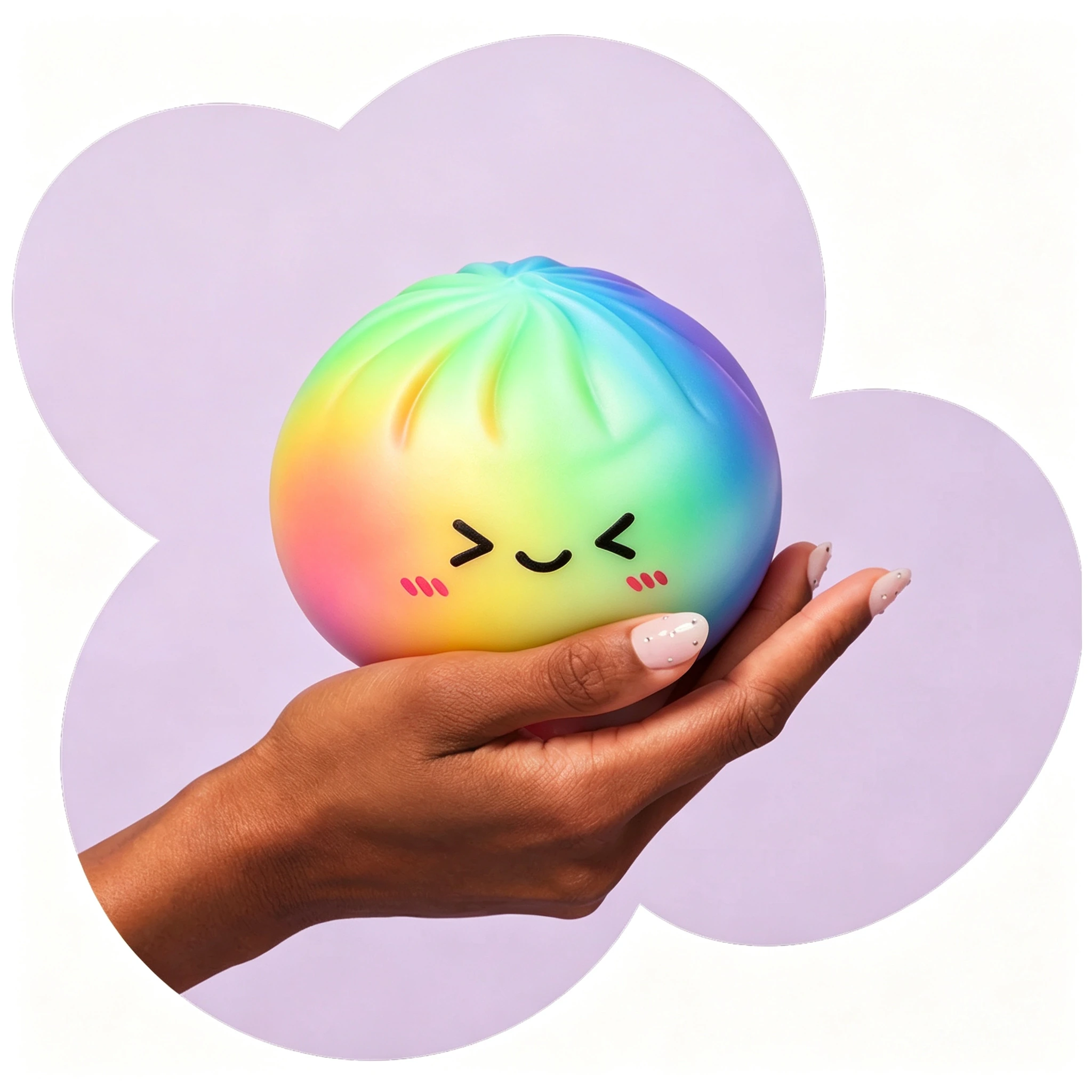 Rainbow Dumpling held in hand