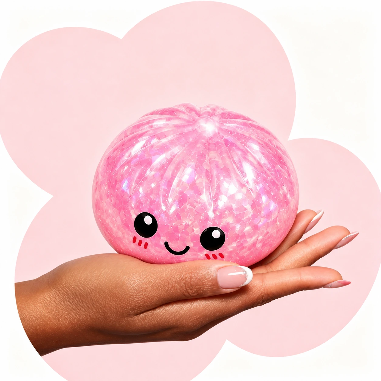 Pink Shining Dumpling held in hand